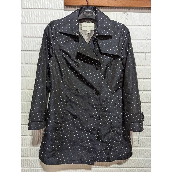 Banana Republic Jackets & Blazers - Banana Republic Women's Navy Blue & White Polka Dot Double Breasted Spring Coat